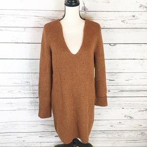 Something Navy Tunic Sweater Dress Rust Brown Med